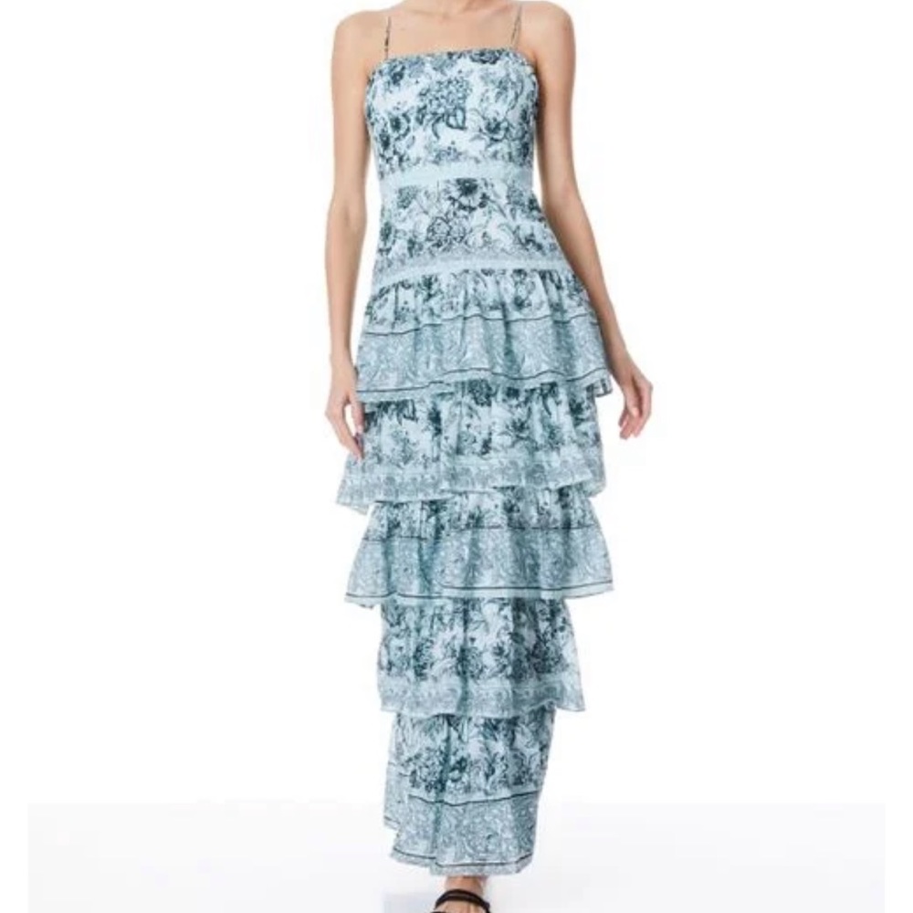 Alice & Olivia Blue Valencia Spaghetti Strap Maxi Dress